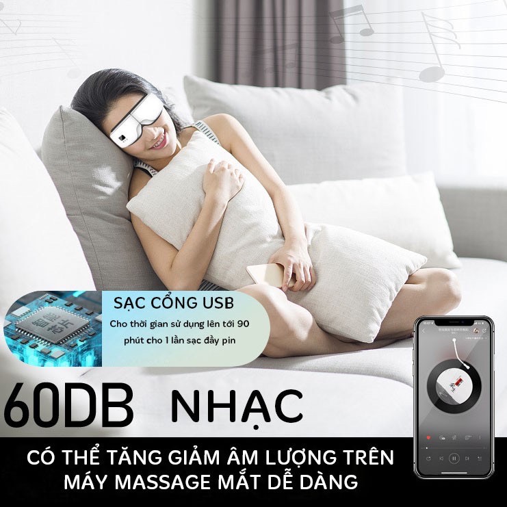 Máy Massage Mắt Thông Minh Eye Care Công Nghệ Khí Nén Thế Hệ Mới Tính Hợp 5 Chế Độ Massage