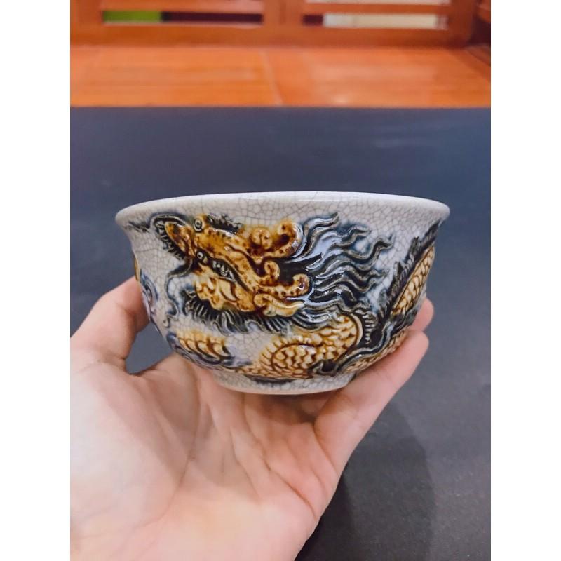 Bát sứ thờ men rạn đắp nổi Bát Tràng cao cấp