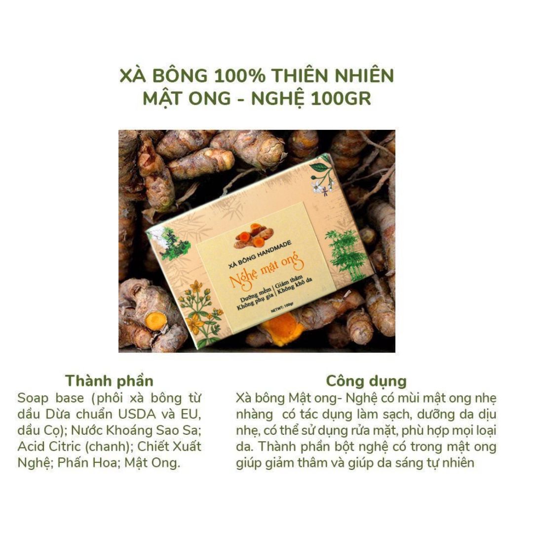 Xà bông Nghệ mật ong Sinh dược - 100g/ bánh