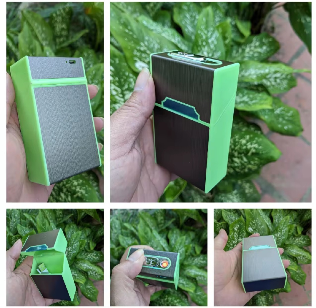 1 BAO ĐỰNG THUÔC LA KIÊM BẬT LỬA ĐIỆN SANG TRỌNG ĐẸP MẪU MỚI