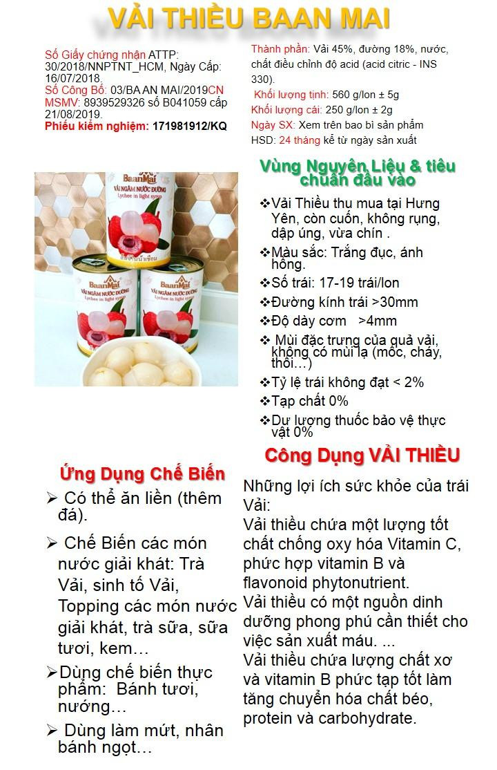 Vải Ngâm Nước Đường BaanMai (560gr)