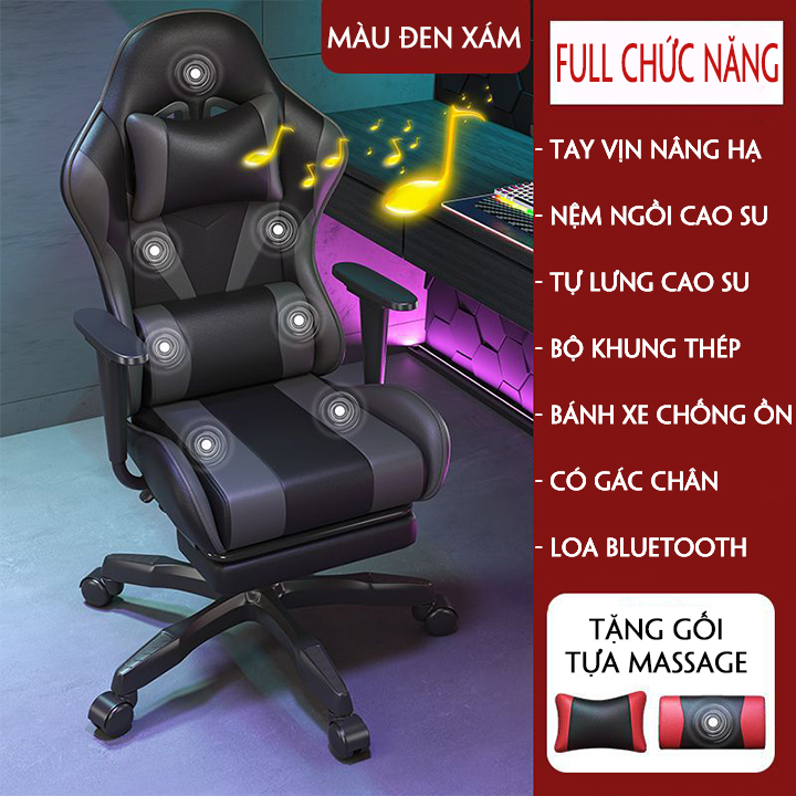 Ghế Gaming Có Massage Loa Nghe Nhạc - Ghế Game Cao Cấp Ngả Lưng - Ghế Ngồi Làm Việc Có Gác Chân Tựa Lưng