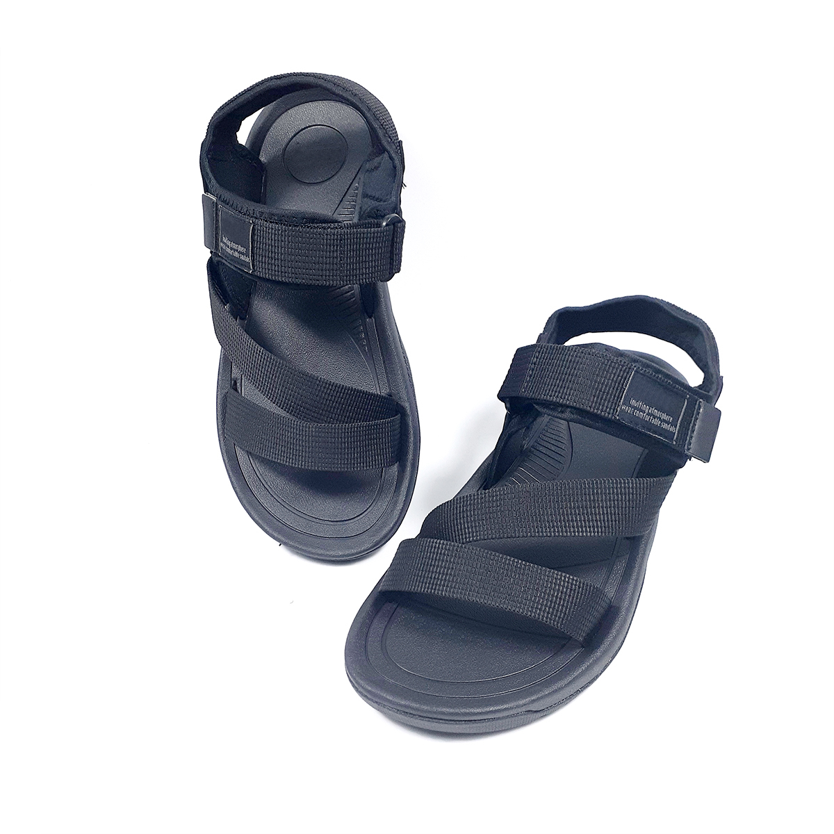 Giày sandal nam quai chéo vải dù màu đen S048