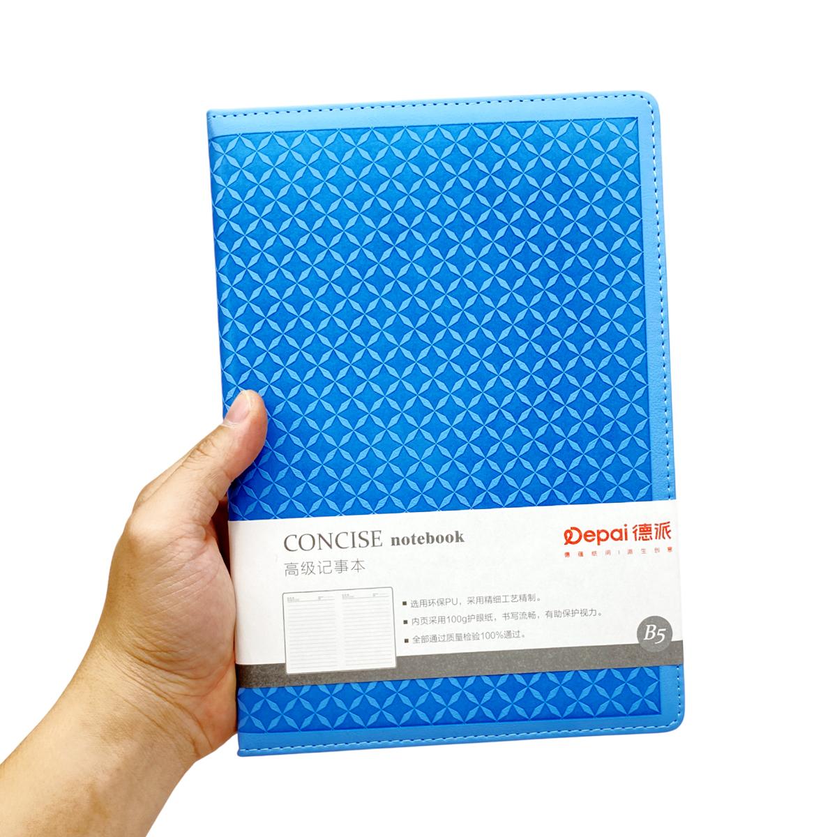 Sổ Bìa Da B5 - Kẻ Ngang - 200 Trang 100gsm - Depai 18-90 - Màu Xanh Dương