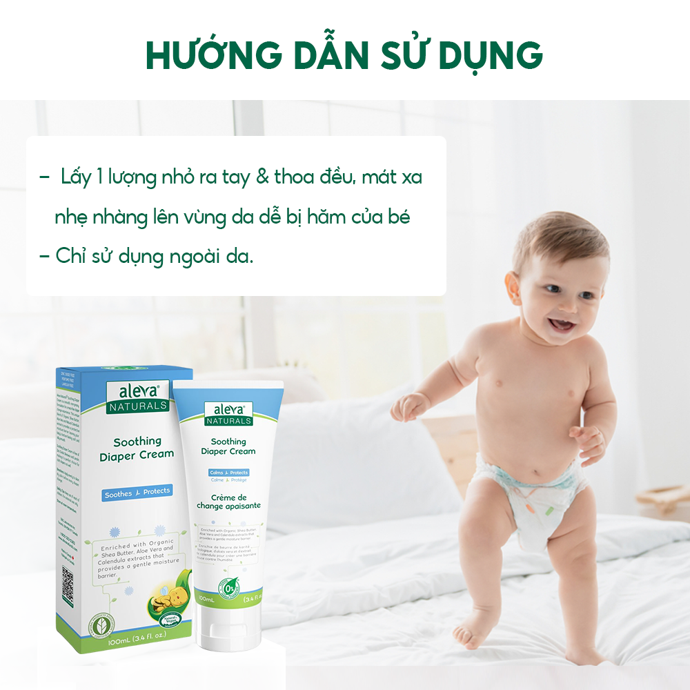 Kem chống hăm, dưỡng ẩm, làm mịn và ngăn ngừa kích ứng da cho bé Aleva Naturals (tuýp 100ml)