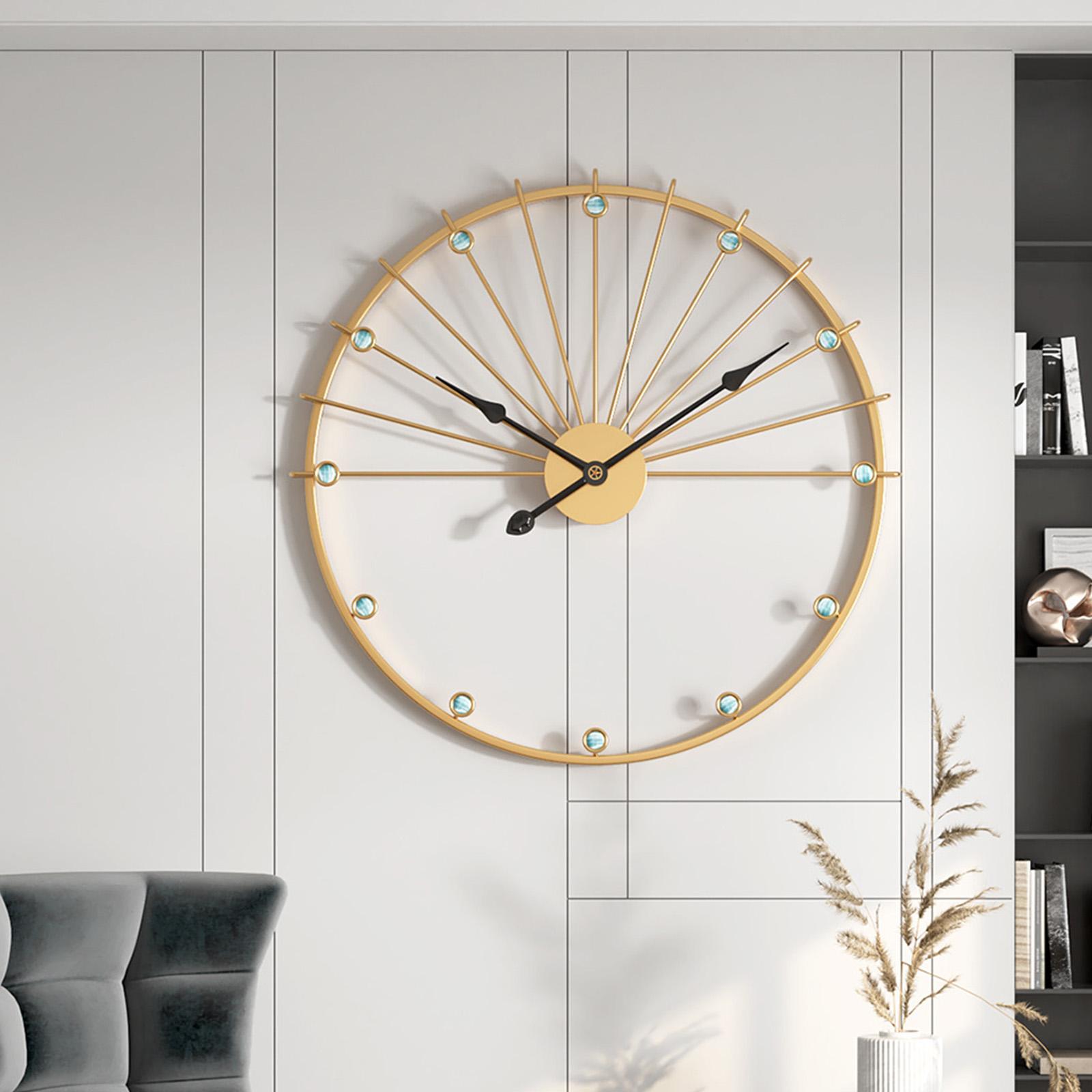 Decorative Wall Clock Round Unique Wall Hanging Clock Metal Wall Clock for Kitchen Dining Room Office Bedroom Decor