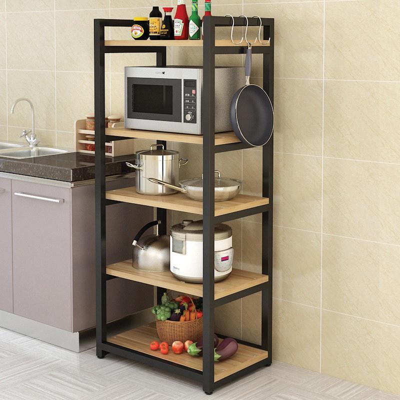 Kệ lò vi sóng, kệ bếp đa năng 4 tầng mặt gỗ chân sắt tĩnh điện siêu bền - BH 24 thang - ND010