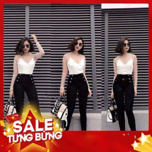 {giá sale} Quần Legging Cạp Cao 6 Cúc siêu sang chất đẹp