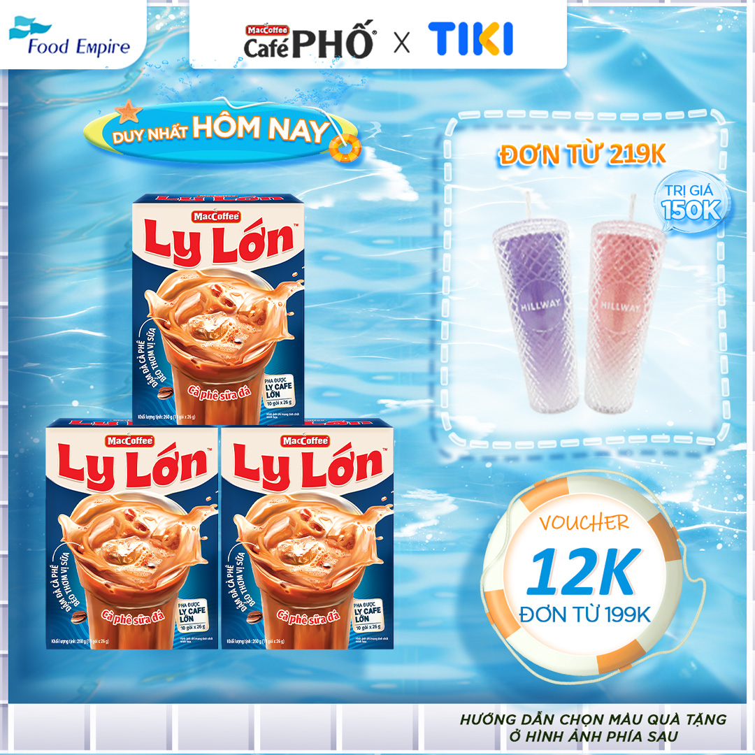 Combo 3 hộp Cà phê Ly Lớn - Maccoffee (hộp 10 gói x 26g)