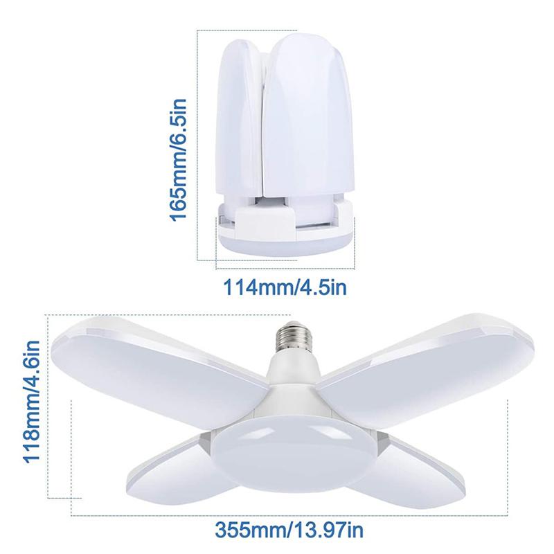 Đèn nhà để xe LED với 4 tấm có thể điều chỉnh E27 Cửa hàng trần Đèn làm việc 30W 80W 3800 bóng đèn cho hội thảo ánh sáng công nghiệp