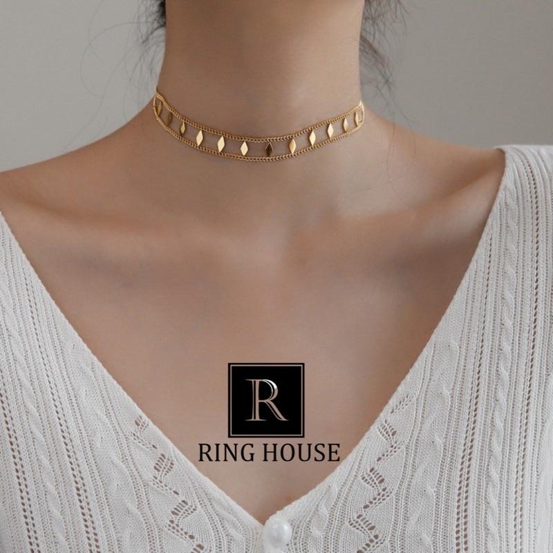 Dây Chuyền Choker Nữ Kiểu Chuỗi Hình Thoi Titan Không Rỉ Gỉ Sáng Đẹp