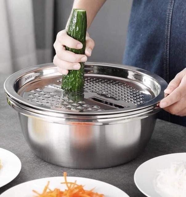 Set rổ nạo inox 3in1 siêu tiện lợi