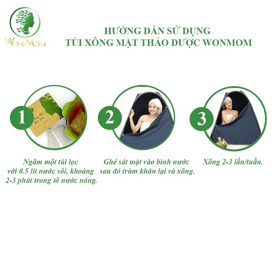 Túi xông mặt thảo dược sạch mụn, căng bóng da Wonmom ( 10 Túi/Hộp )