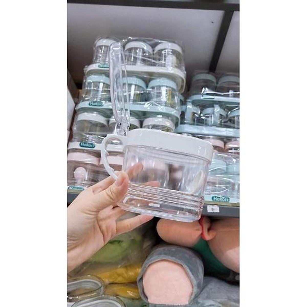 Set 3 Hũ Đựng Gia Vị HOKORI Kèm Muỗng và Khay- Dung Tích 700ml