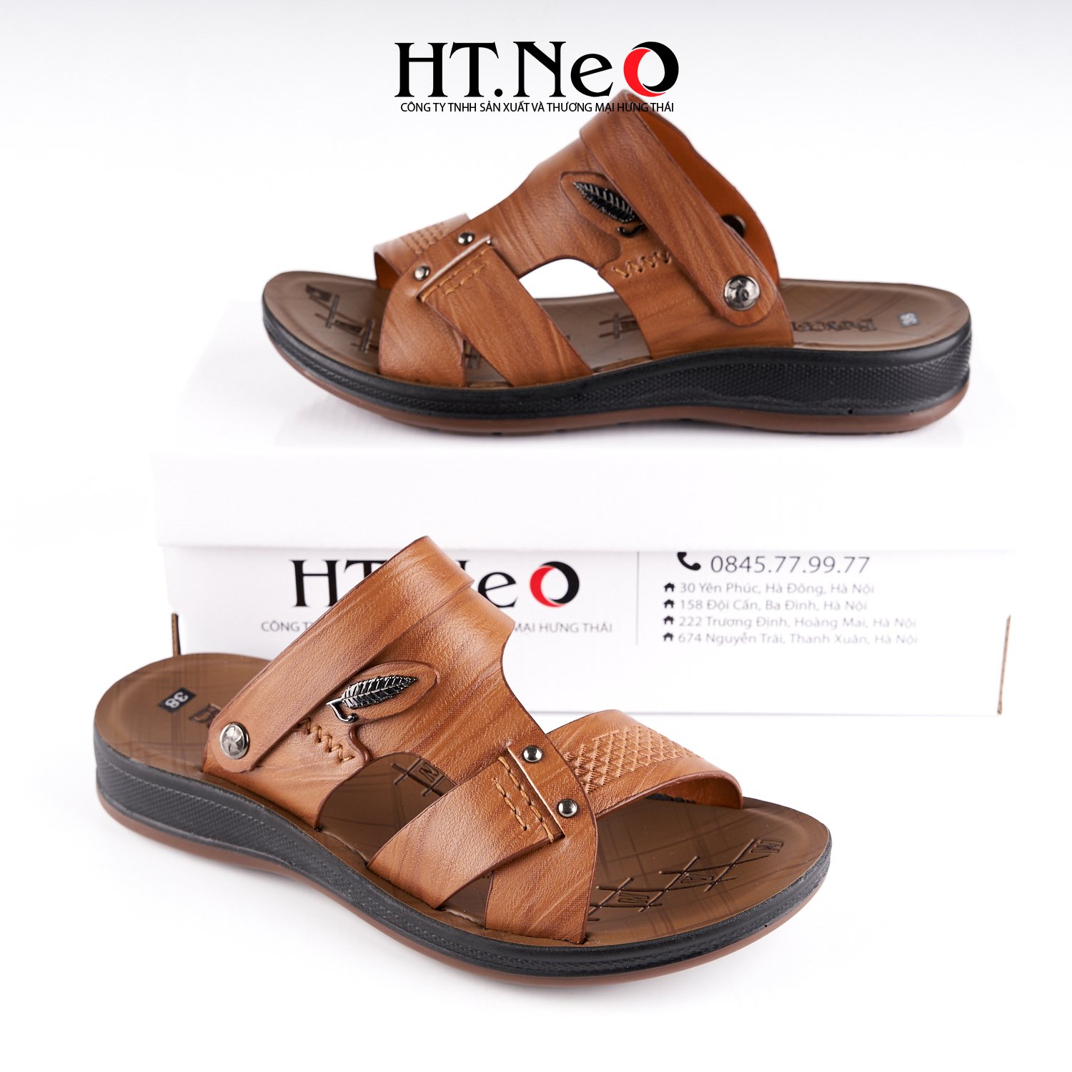 Sandal nam HT.NEO 100% da bò mềm mại, đế cao su nguyên khối, khâu may chân quai siêu chắc chắn SD151