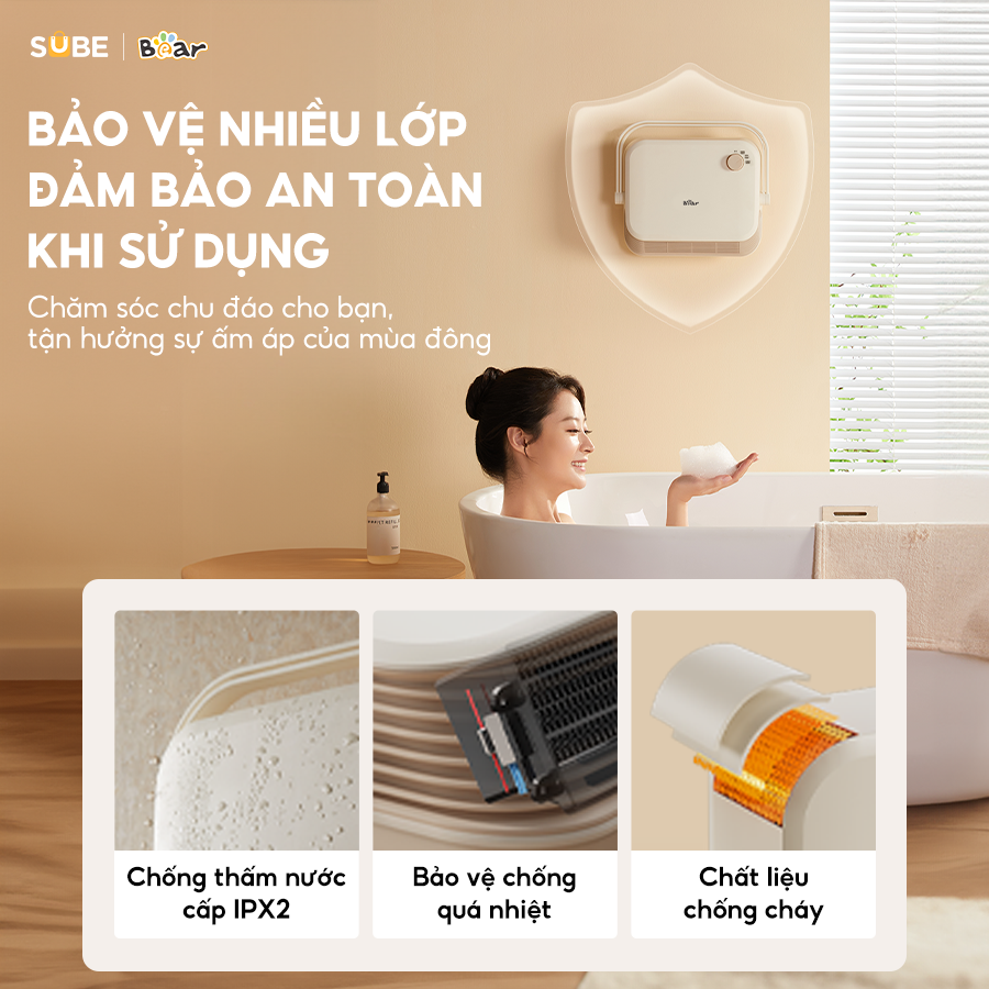 Máy sưởi Bear DNQ-E20N1 g suất sưởi: 2000W Công suất quạt: 30W - Hàng chính hãng