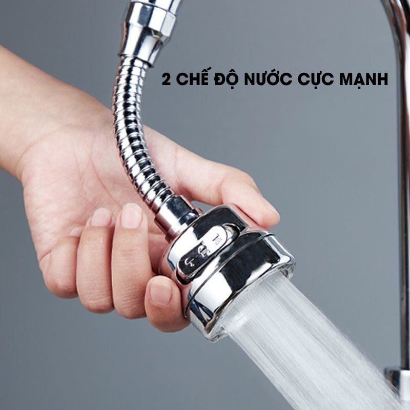 Đầu vòi tăng áp mạ inox- 2 chế độ- điều hướng 360 độ TA02