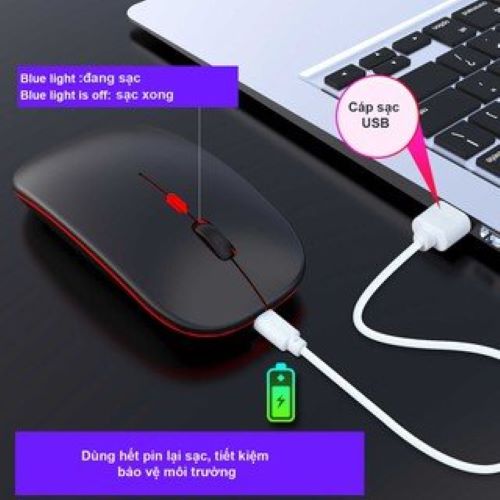 Chuột Không Dây Wireless Silent, Sạc Điện Không Cần Thay PIN - Tặng Lót Chuột