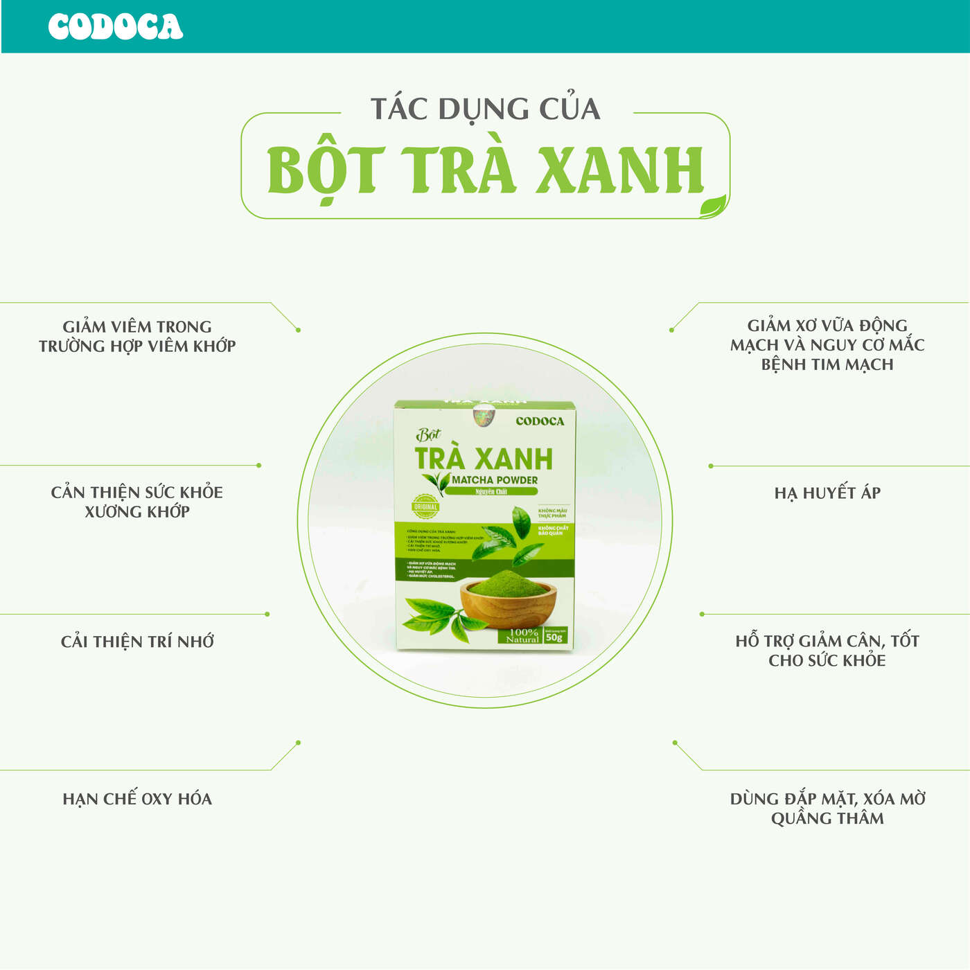 Bột Trà xanh Codoca nguyên chất sấy lạnh