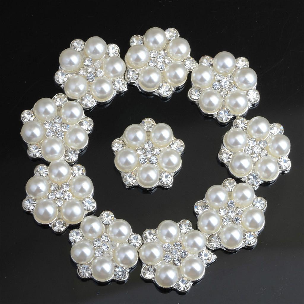 4-20pack 10 Pieces Flatback Embellishment Buttons Pear Flower Wedding