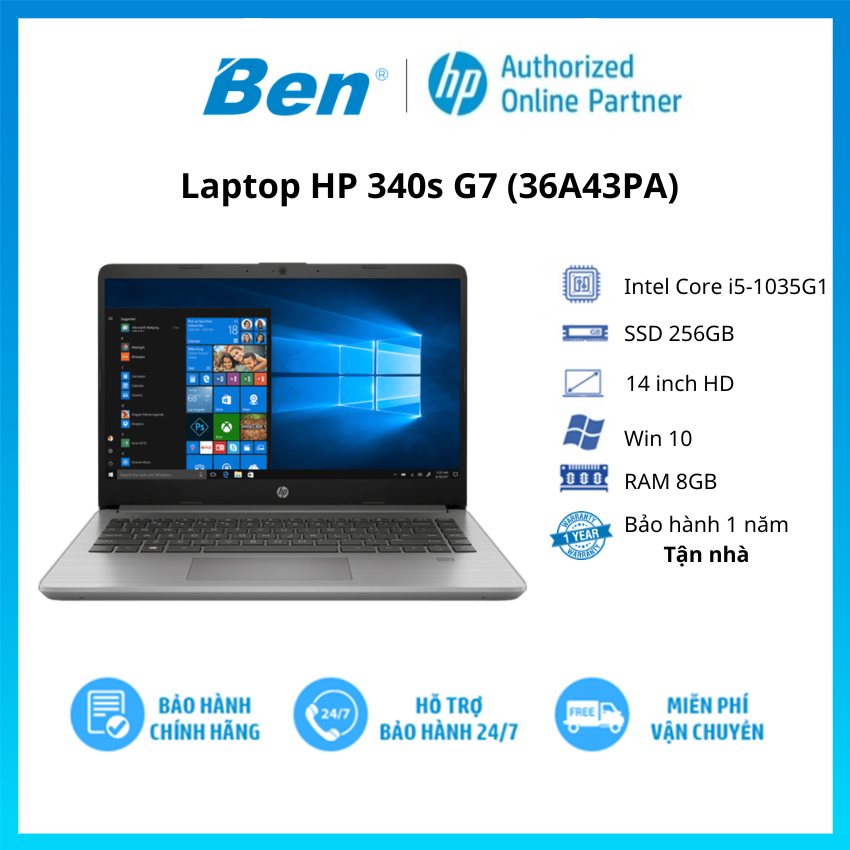 Hình ảnh Laptop HP 340s G7 36A43PA (Core i5-1035G1/ 8GB/ 256GB/ 14 FHD/ Win10) - Hàng Chính Hãng