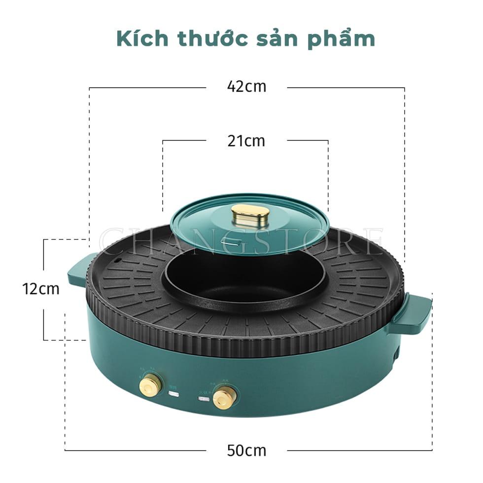 Bếp Lẩu Nướng Không Khói 2 In 1, Bếp Lẩu Nướng Tròn Đa Năng Cao Cấp Loại To 40cm Tiện Dụng Cho Mọi Gia Đình