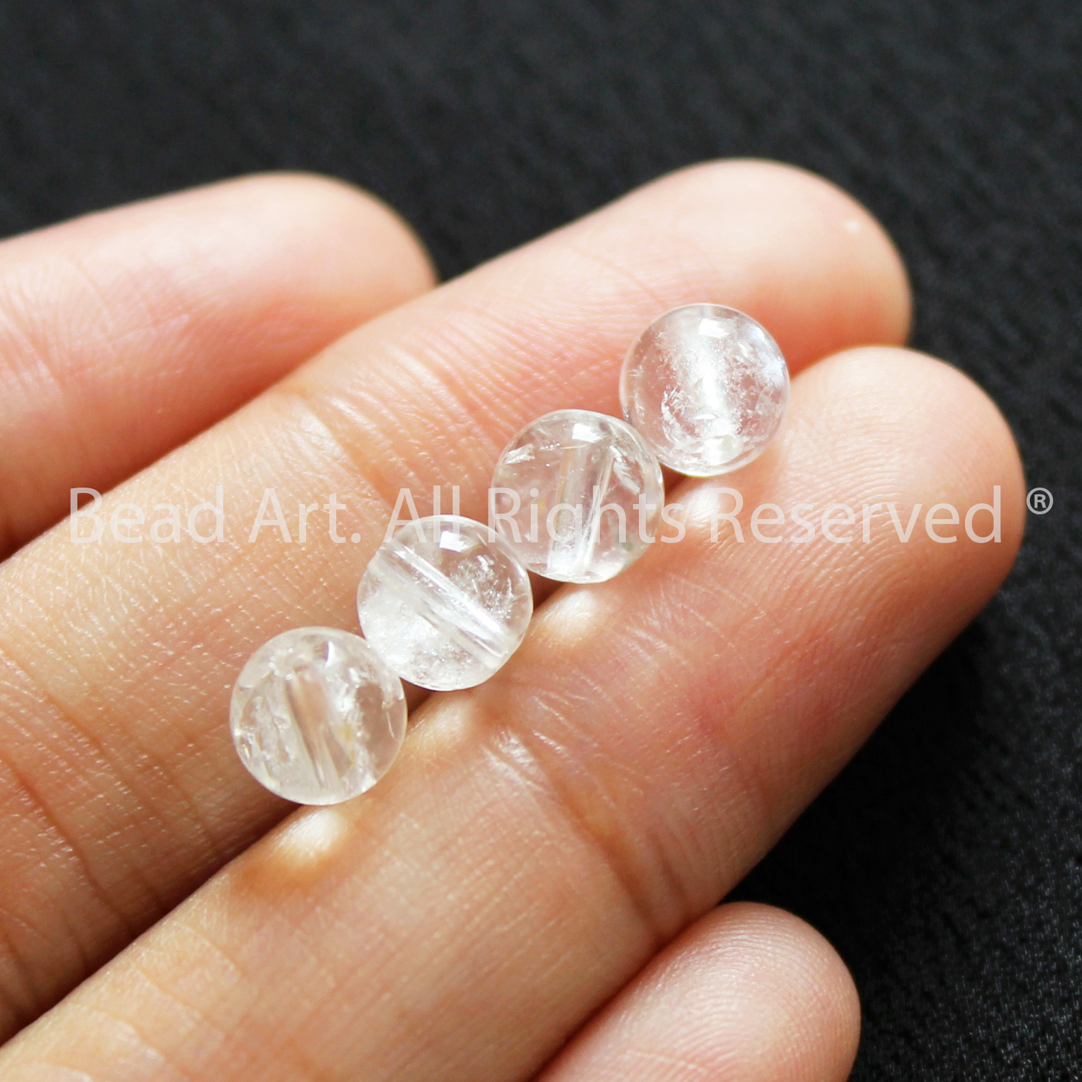 [3-5-10 Hạt] 6MM Đá Thạch Anh Trắng Vân Rạn Tự Nhiên, White Quartz, Đá Phối Vòng Tay Phong Thuỷ, Chuỗi Hạt, Trang Sức, Mệnh Kim, Thuỷ - Bead Art