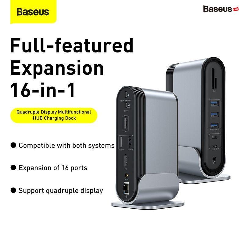 Hub chuyển đổi đa năng 16 trong 1 Baseus Working Station Four-Screen - hàng chính hãng