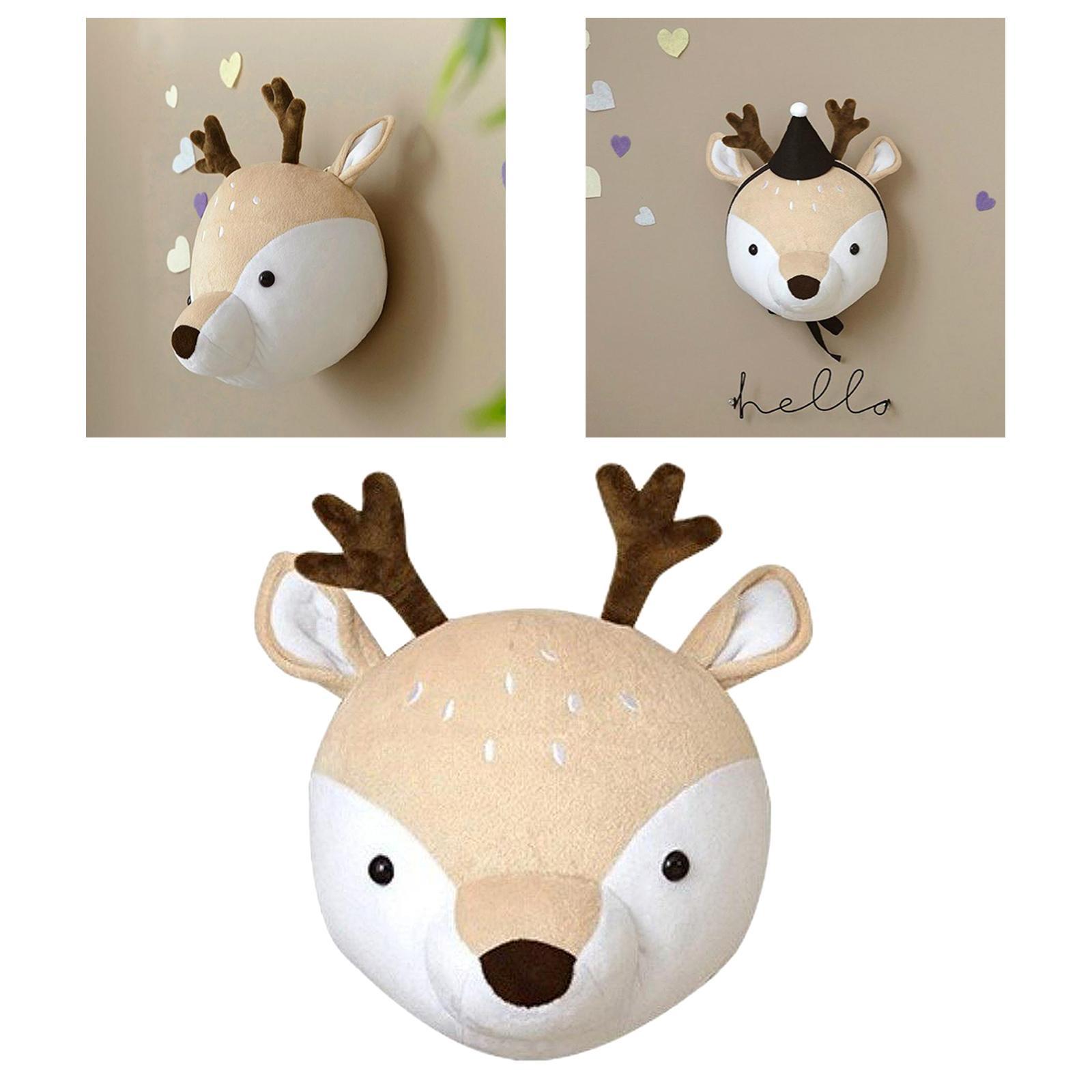 2x Wall Decor Animal Head Wall Ornaments Wall Hanging Mount for Kids Room