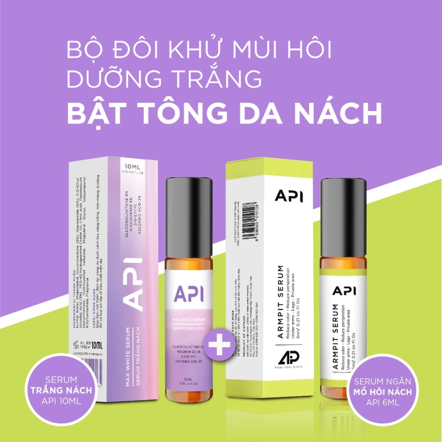 Lăn Nách API Mee+10ml, làm trắng nách, son nách, giảm thâm sạm, làm trắng sáng nách, khử mùi hôi nhẹ nhàng