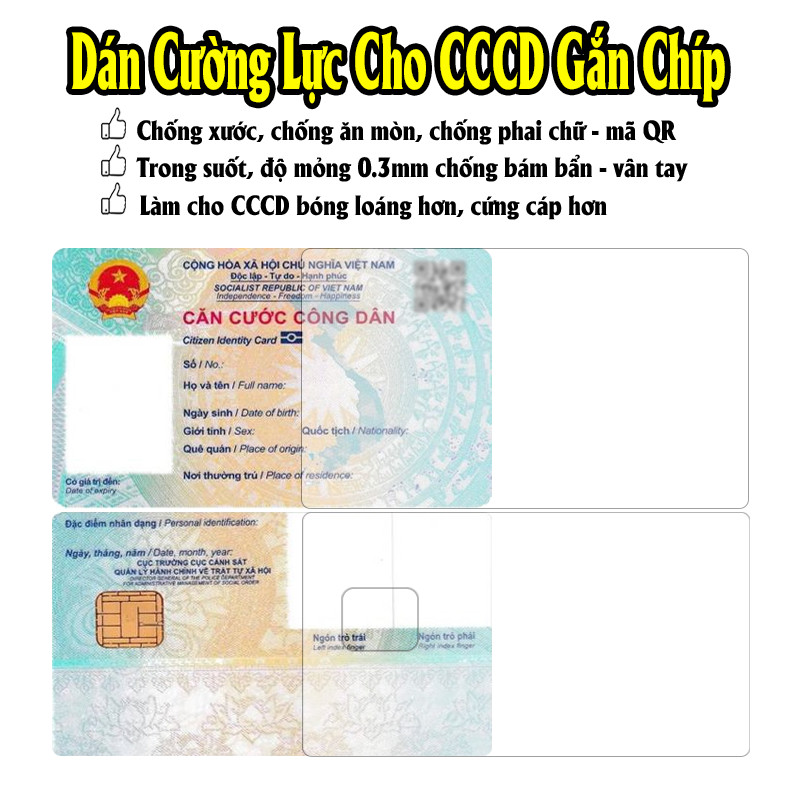 Miếng dán cường lực Nano bảo vệ CĂN CƯỚC CÔNG DÂN ( Bộ 2 mặt trước và sau)