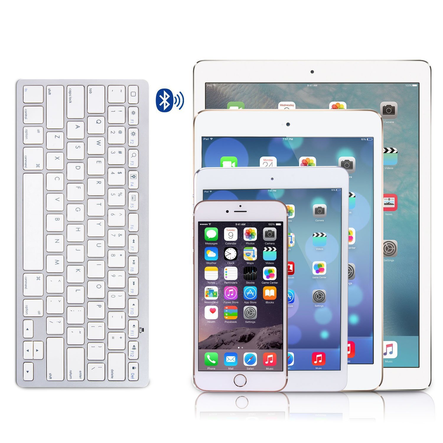 Bàn Phím Mini Bluetooth Không Dây Cho Iphone, Ipad, Android, Window (Màu Trắng)