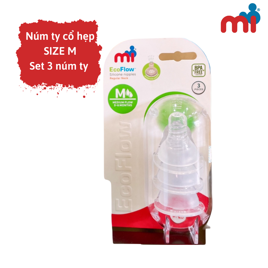 Núm ty cổ hẹp Mi size M (vỉ 3 chiếc) - Nhập khẩu Thái Lan