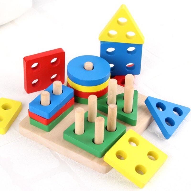 Bộ đồ chơi gỗ thả hình 4 cọc