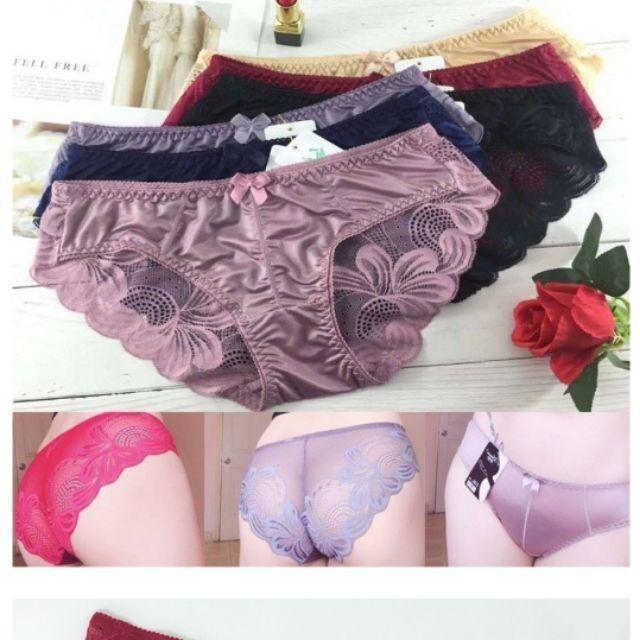 10 quần lót lụa phối ren cao cấp