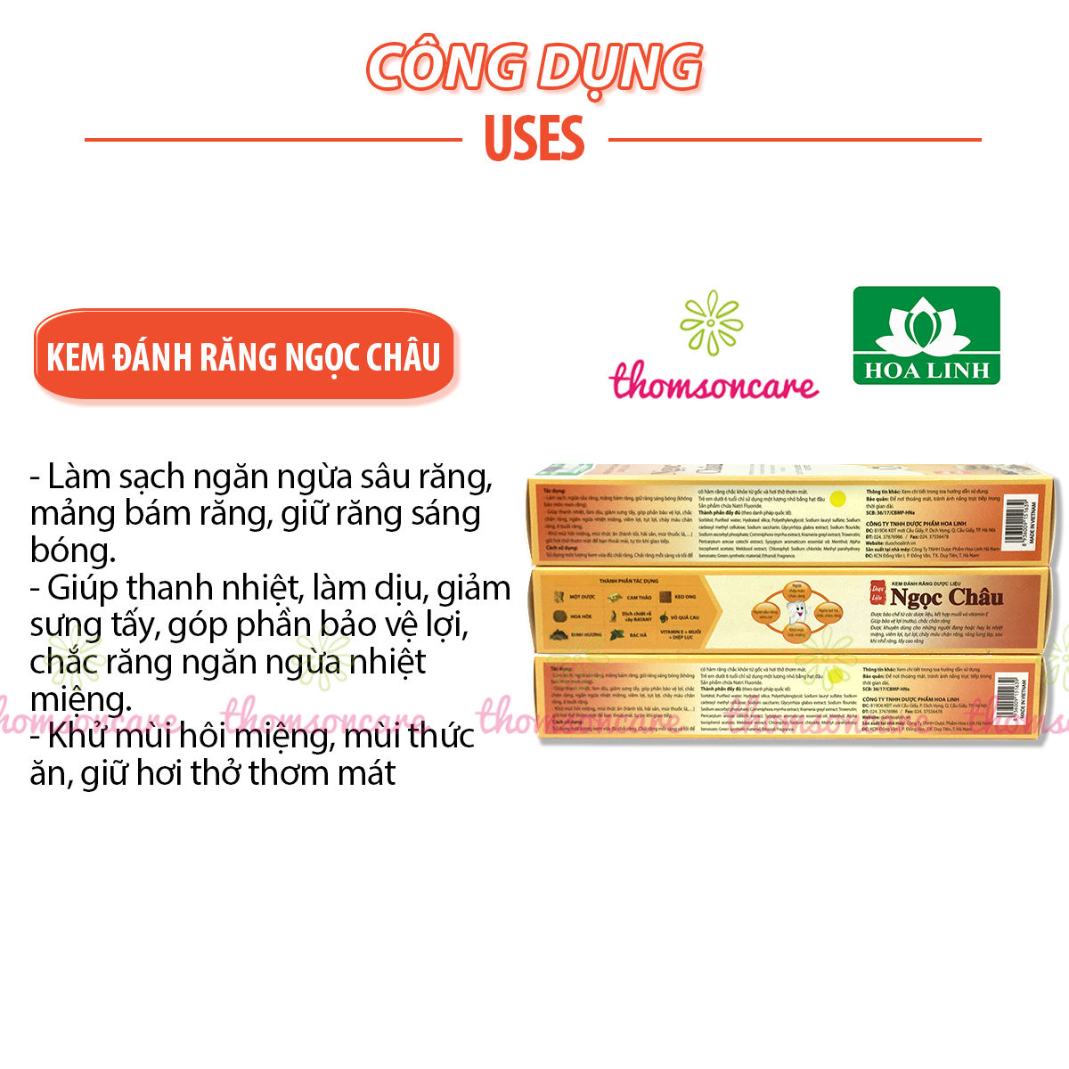 Kem đánh răng dược liệu Ngọc Châu - Tuýp 125g từ hoa hòe, muối, keo ong, vỏ cau và thảo dược