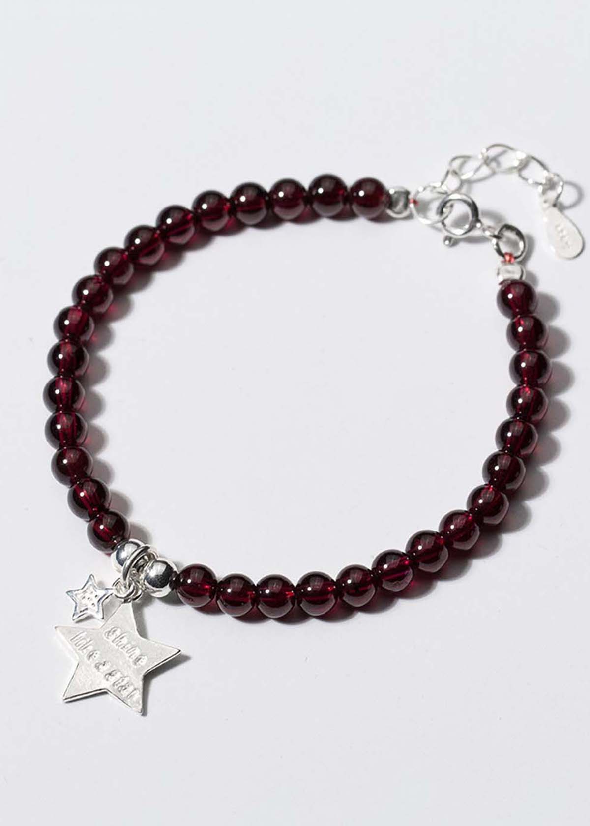 Vòng tay đá Garnet phối charm ngôi sao đôi size hạt 6mm mệnh hỏa, thổ - Ngọc Quý Gemstones