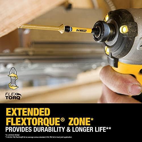 BỘ 5 MŨI VÍT DEWALT PH2 58mm FLEXTORQ CHUÔI LỤC GIÁC DWA2PH2IR5-Z - CHÍNH HÃNG