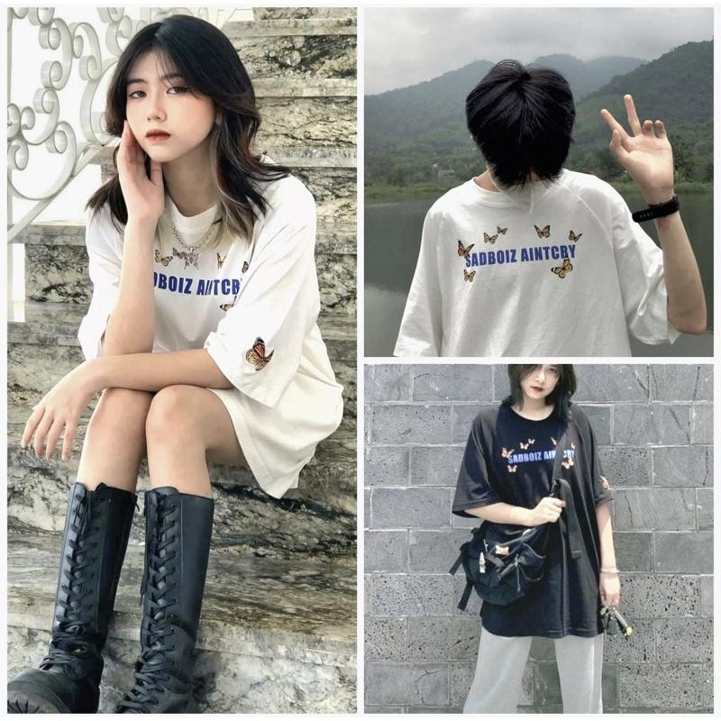 Áo thun tay lỡ Sadboiz Butterfly form rộng unisex phong cách Ulzzang