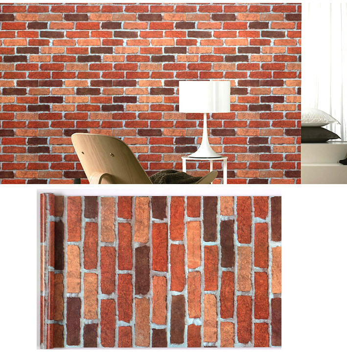 GIẤY DÁN TƯỜNG KHỔ 45CM X10M GẠCH VÀNG NÂU