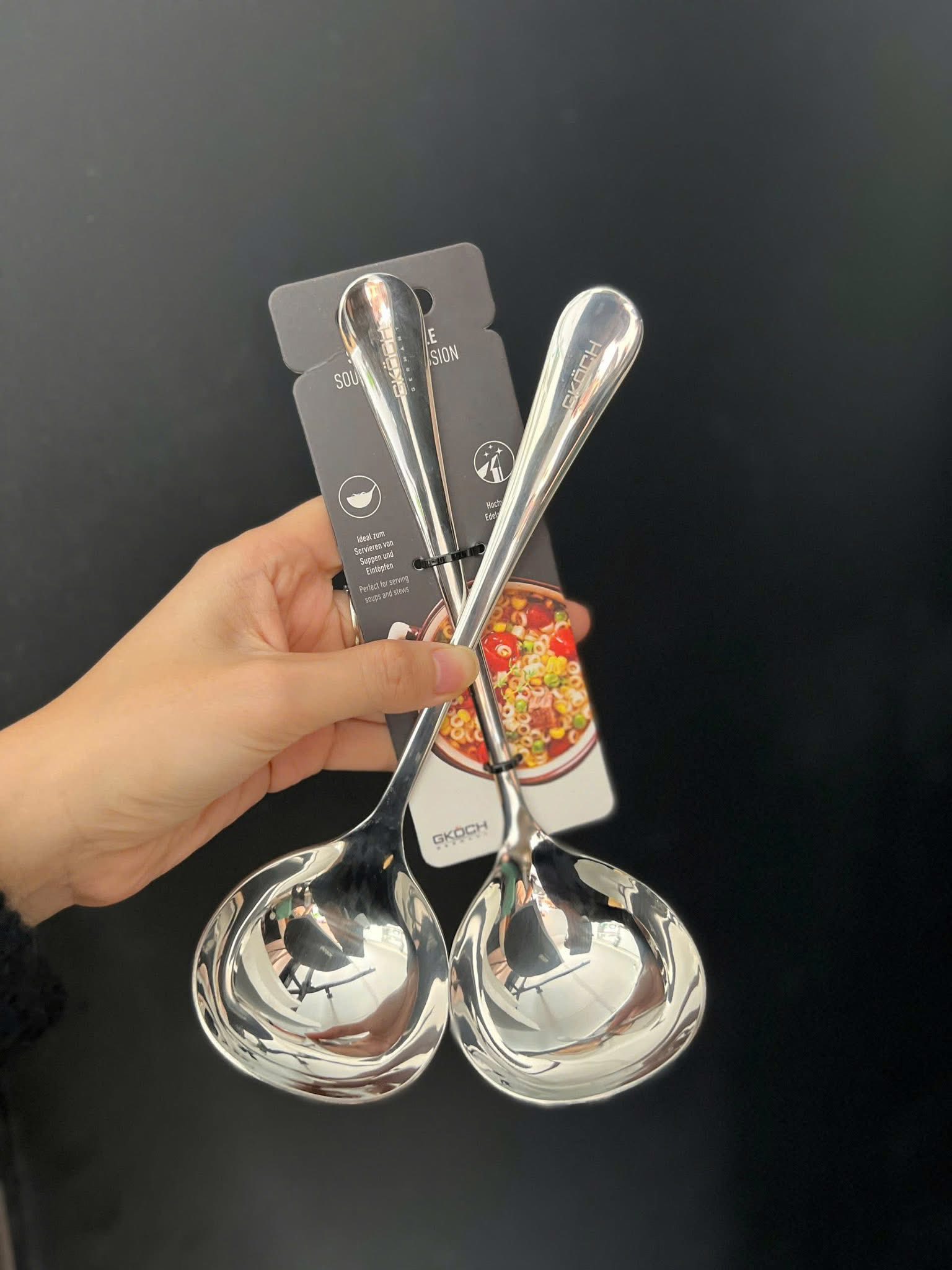 MUÔI CANH INOX NGUYÊN KHỐI GKÖCH DÀI 22,5CM Hàng chính hãng