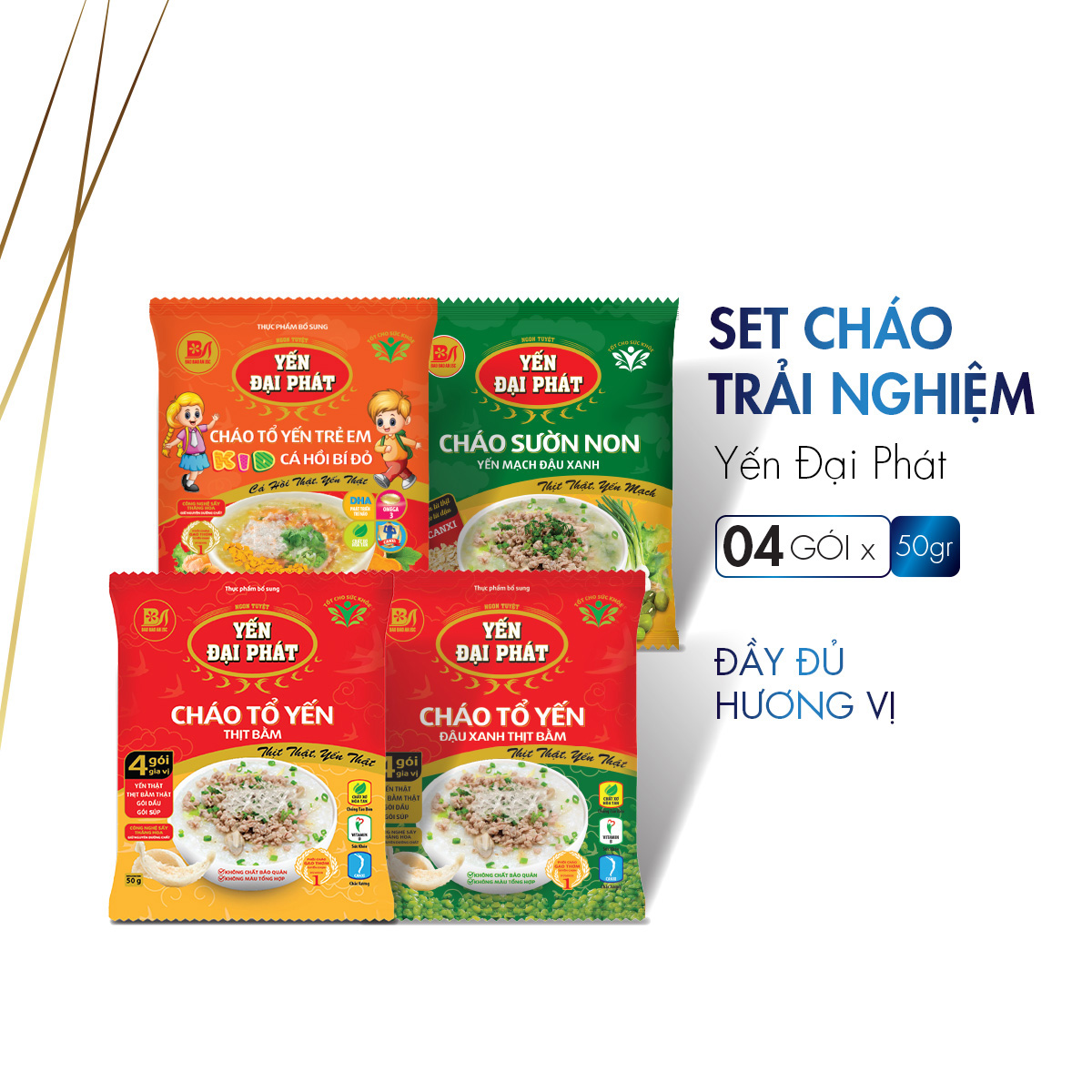 - Yến Đại Phát 4 gói gia vị, ăn liền, tiện lợi, thơm ngon