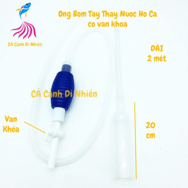 Bơm Tay Có Van Vặn dùng Thay Nước Hút Phân Hồ Cá To
