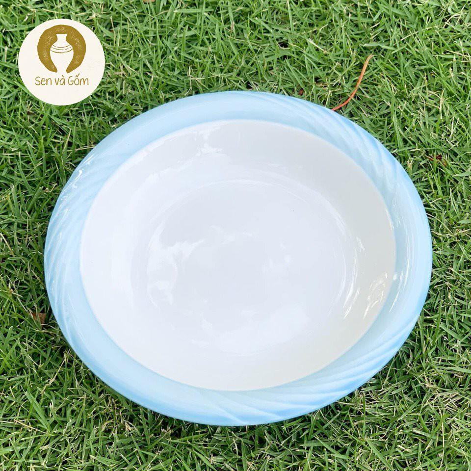14.5cm Đĩa gốm Nhật màu trắng viền xanh SVG3763