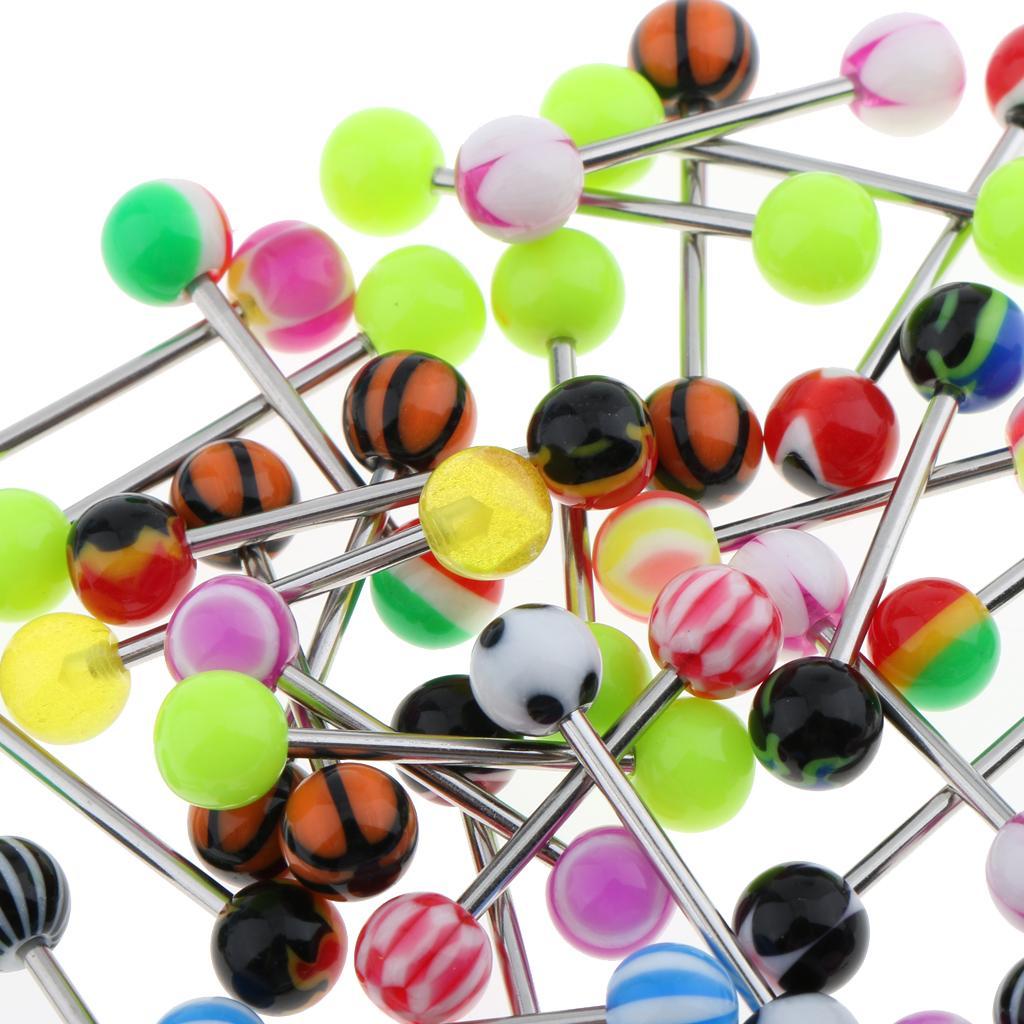 30pcs 14G Stainless Steel Acrylic Ball Barbell Bar Stud Piercing