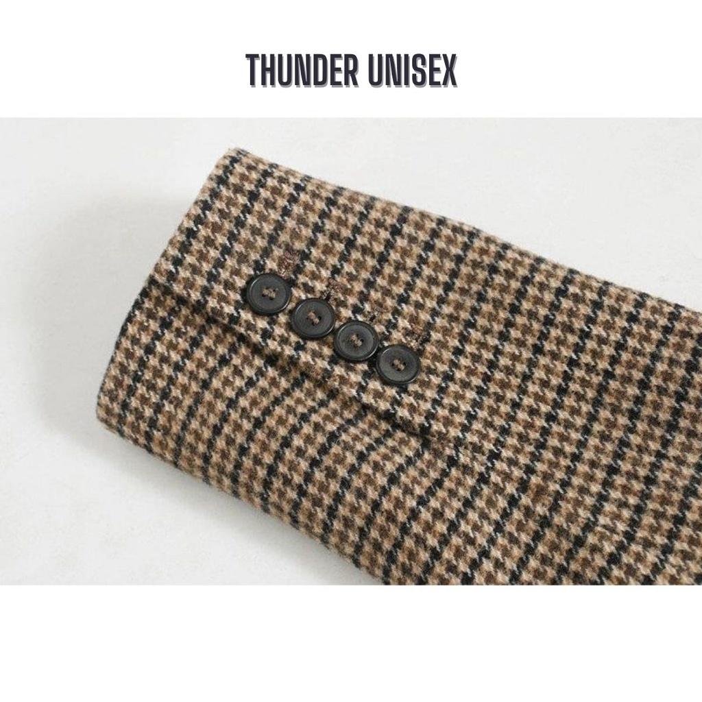 Áo Blazer Kẻ Tay Dài Áo Vest Nữ 2 Lớp Dày Dặn Kiểu Dáng Hàn Quốc Form Chuẩn ThunderUnisex Áo Khoác Cho Nữ