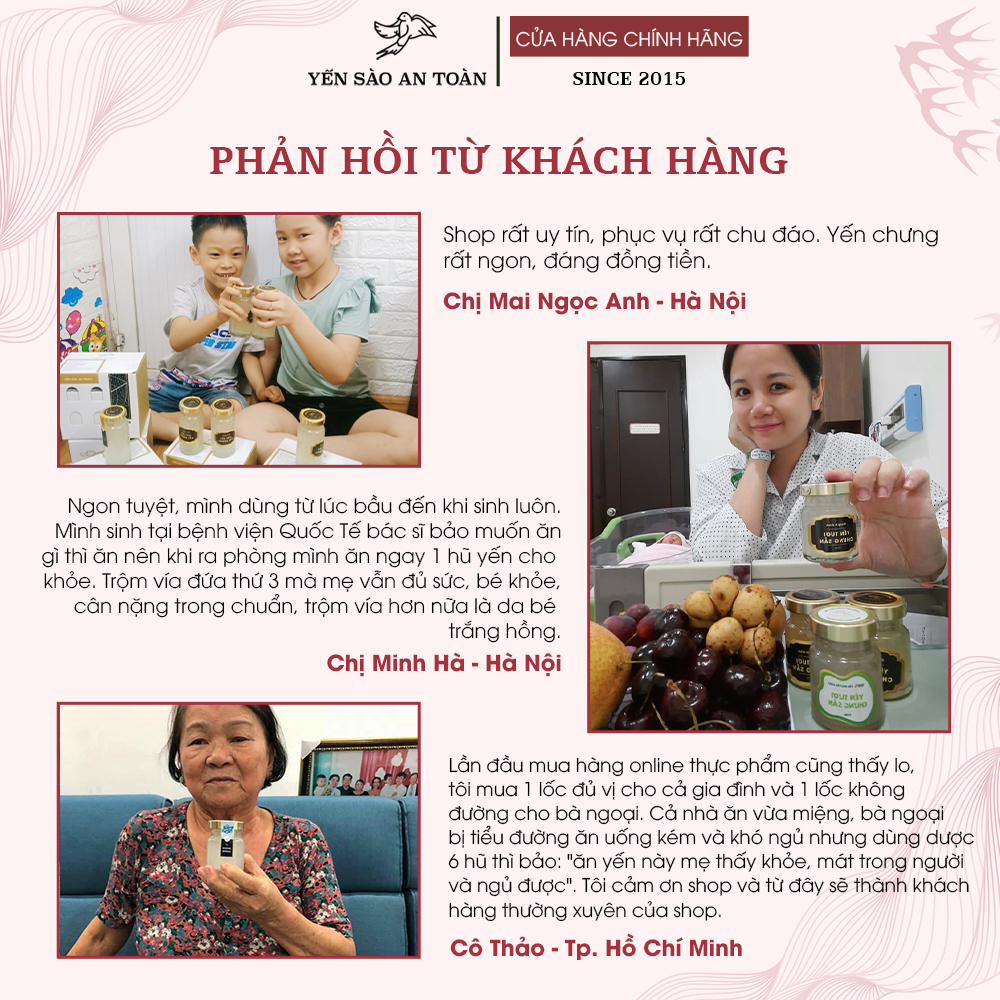 Yến chưng sẵn combo mix đến 10 vị ĐẬM ĐẶC YẾN TƯƠI từ tổ yến Nha Trang Khánh Hoà Yến Sào An Toàn