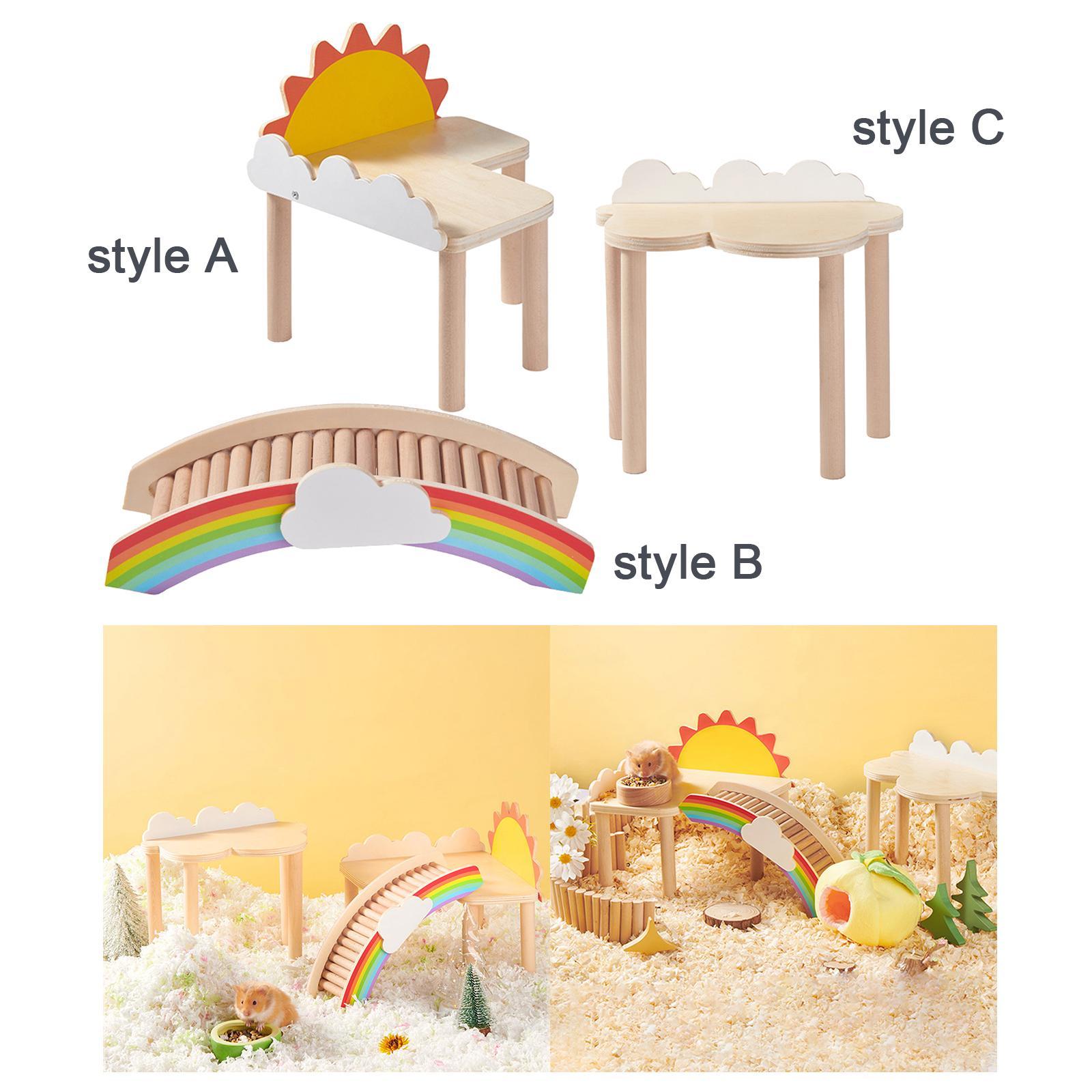 Hamster Cage Landscaping Platform Wood Holder Durable Hamster Toy for Mice Squirrel