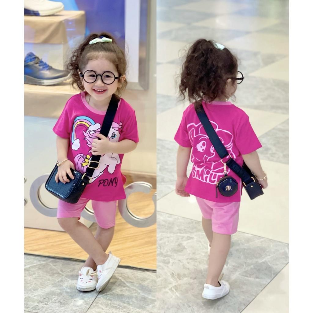 Bộ ngố thun cotton 4 chiều mềm mịn in hoạt hình siêu xinh cho bé,bộ tay ngắn quần ngố mặc nhà-Đồ bộ bé gái