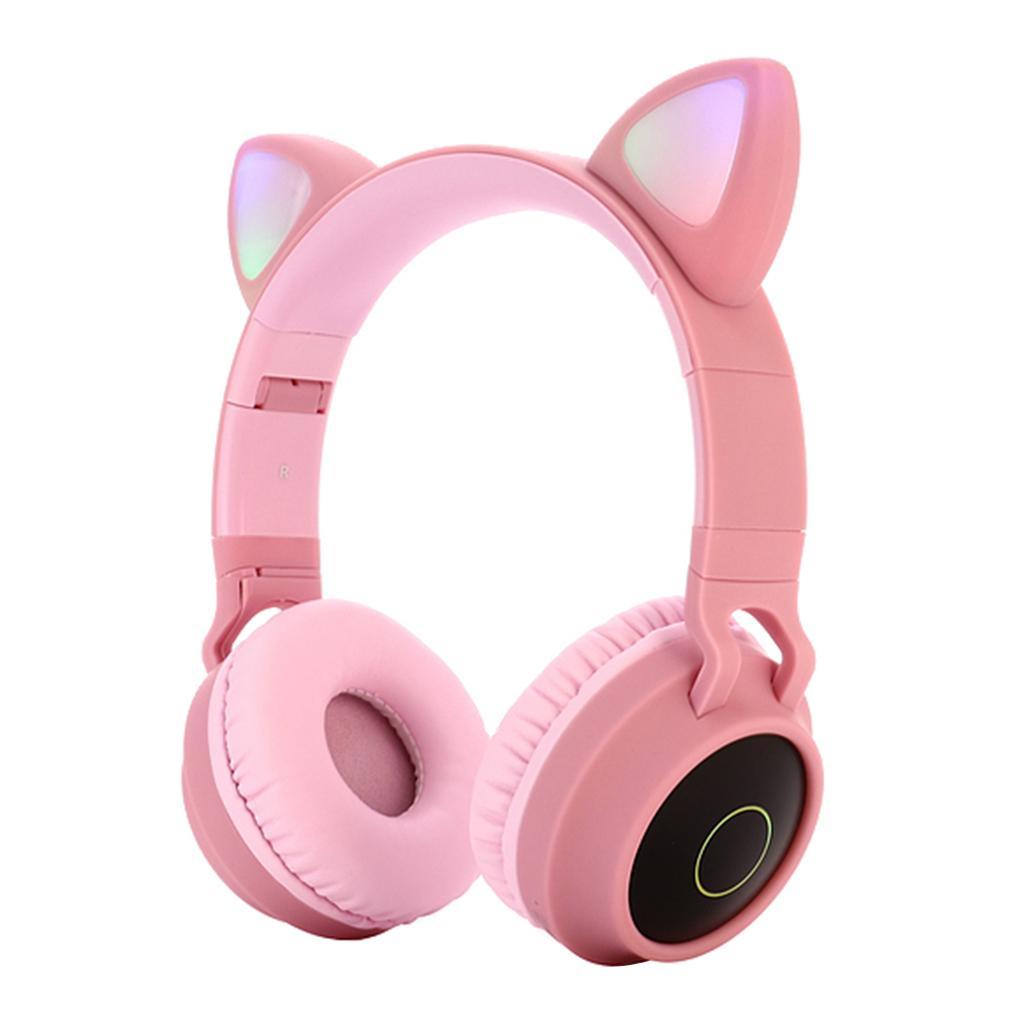 Wireless Bluetooth Headset Over the Ear Headphone Microphone Pink